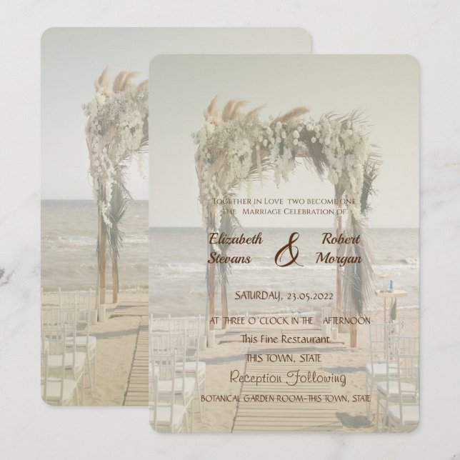 Beach  Wedding Arch  Invitation (Front/Back)
