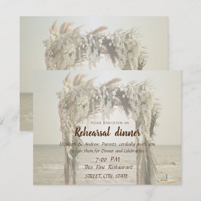 Beach Wedding Arch Rehearsal Dinner Invitation (Front/Back)