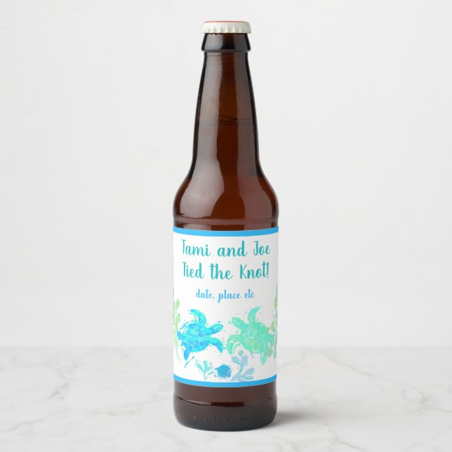 Beach Wedding Beer Bottle Label (Front)