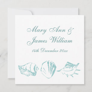 Beach Wedding Blue Seashells Invitation