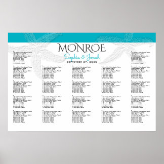 Beach Wedding Blue Starfish Big Seating Chart