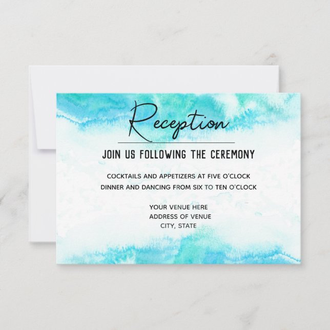 Beach Wedding Blue Wave Reception Information Card (Front)