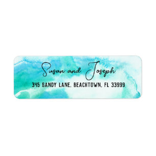 Beach Wedding Blue Waves Return Address Label