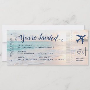 Beach Wedding Boarding Pass All-In-One Invitation