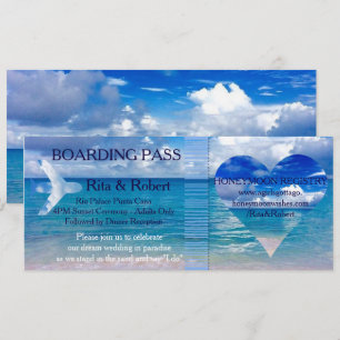 Beach Wedding   Boarding Pass Ticket-Destination Invitation