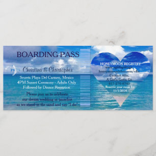 Beach Wedding   Boarding Pass Ticket-Destination Invitation
