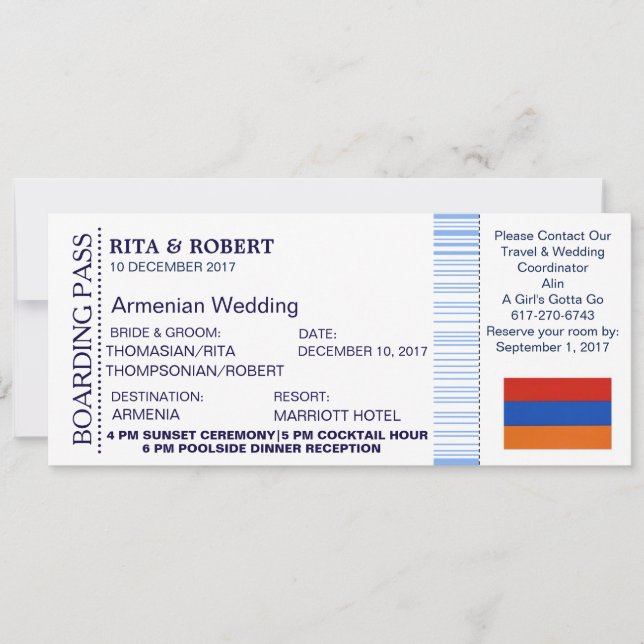 Beach Wedding | Boarding Pass Ticket-Destination Invitation (Front)
