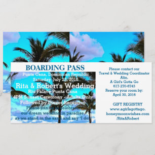 Beach Wedding   Boarding Pass Ticket-Destination Invitation