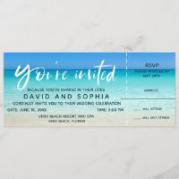 Beach Wedding Boarding Pass Ticket RSVP