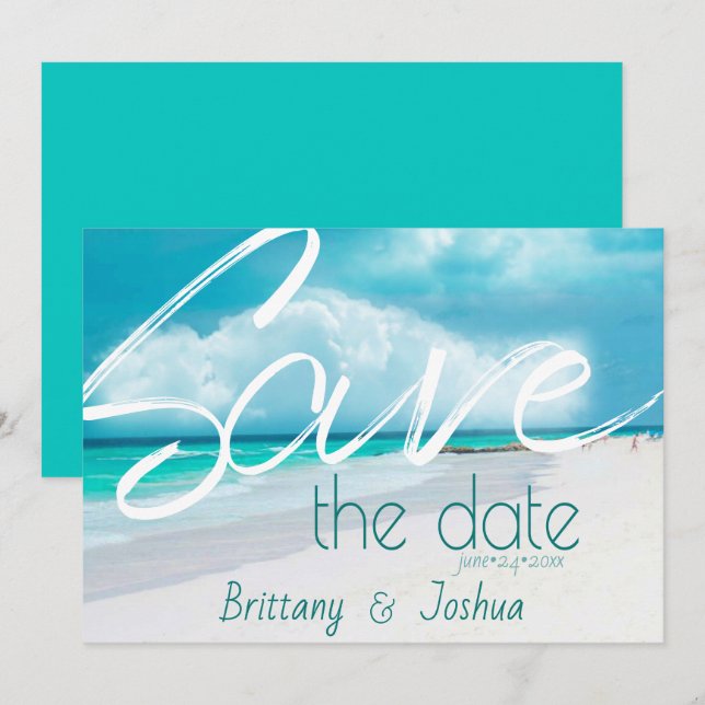 Beach Wedding Bold Save the Date Invitation (Front/Back)