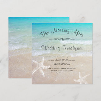 Beach Wedding Breakfast Square Invitations