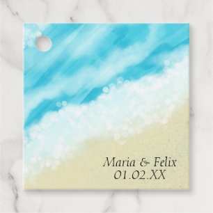 Beach Wedding Bridal Shower Sand Tropical Waves Favour Tags