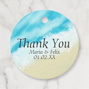 Beach Wedding Bridal Shower Sand Tropical Waves Favour Tags