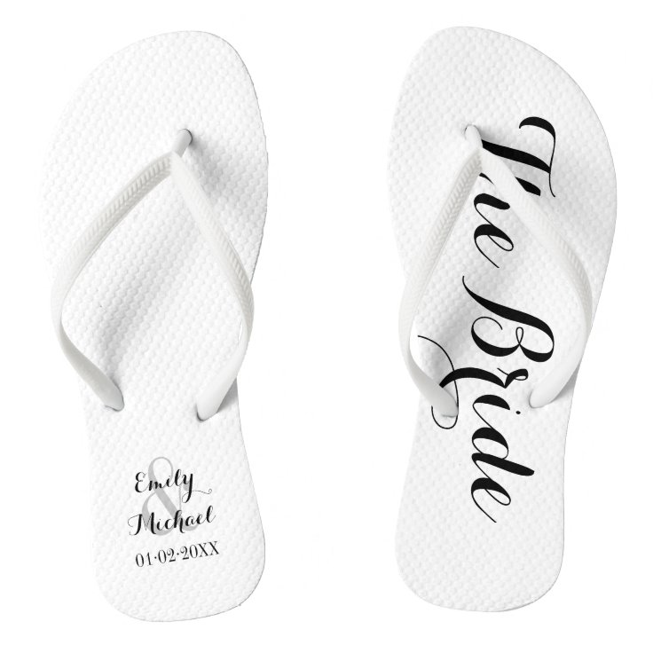 Beach Wedding Bride Flip Flops | Zazzle