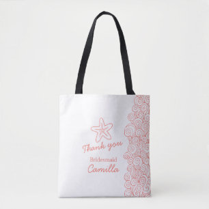 Beach wedding bridesmaid customised favour tote bag