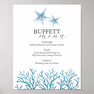 Beach Wedding Buffett Sign Watercolor Starfish