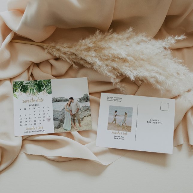 Beach Wedding Calendar Save The Date Photo  Postcard (Creator Uploaded)