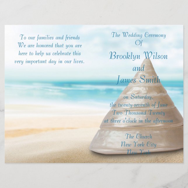 Beach Wedding Ceremony Program Flyer (Front)