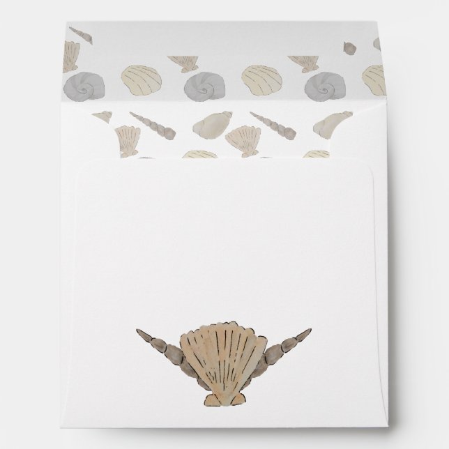 Beach Wedding Coastal Shells Envelope (Back (Bottom))
