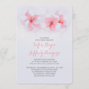 beach wedding coral hibiscus flower invitations