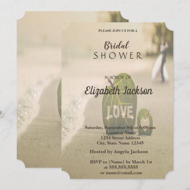 Beach Wedding Couple, Love  Bridal Shower Invitation (Front/Back)