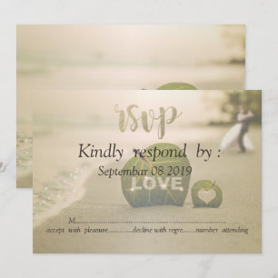 Beach Wedding Couple, Love  RSVP Invitation