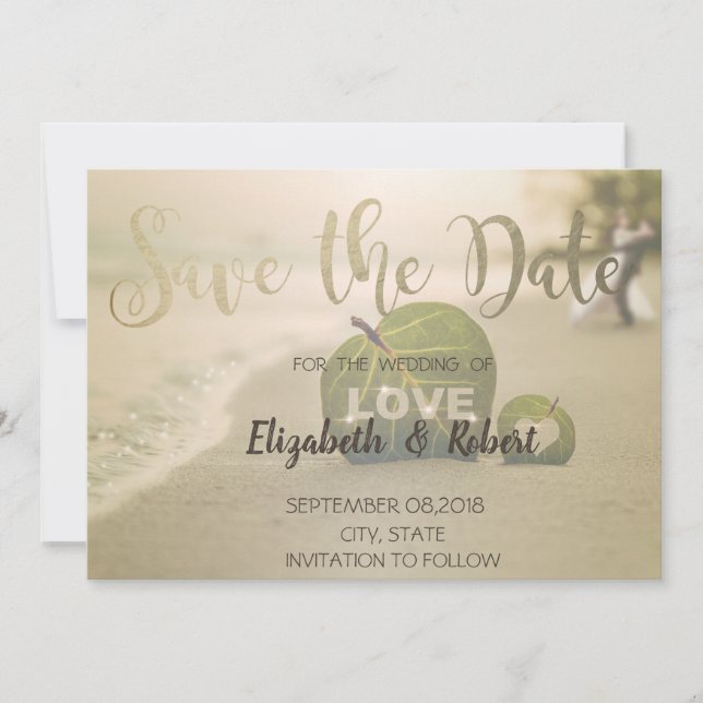 Beach Wedding Couple, Love  Save The Date (Front)
