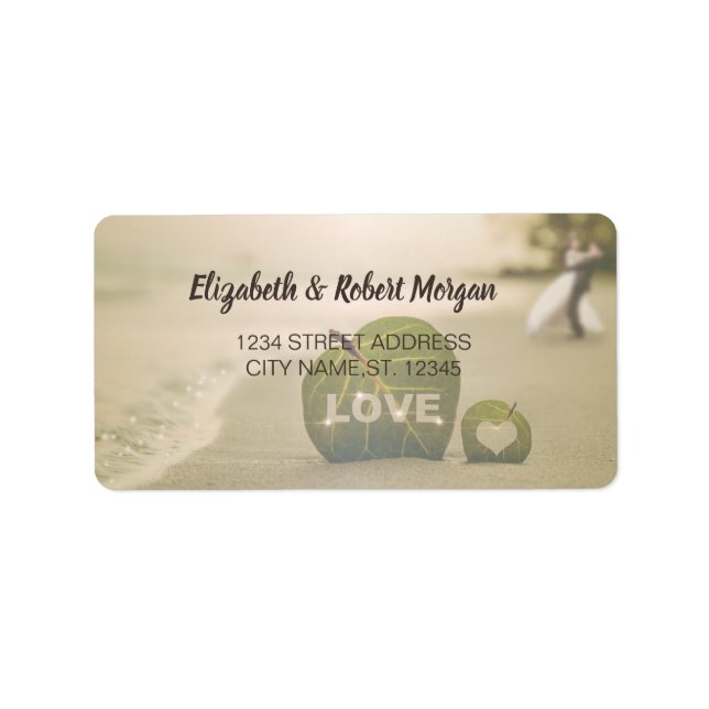Beach Wedding Couple, Love  Wedding Label (Front)