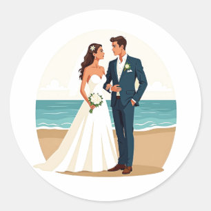 Beach Wedding Couple Sticker