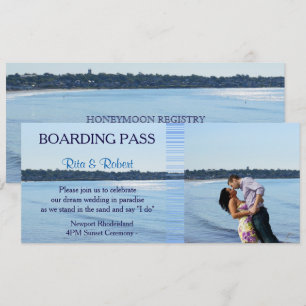 Beach Wedding   Couples Boarding Pass Ticket- Invitation