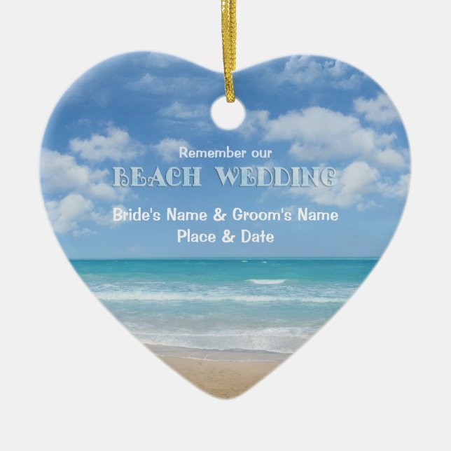 Beach Wedding (customisable) Ceramic Tree Decoration (Front)