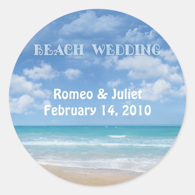 Beach Wedding (customisable) Classic Round Sticker (Front)