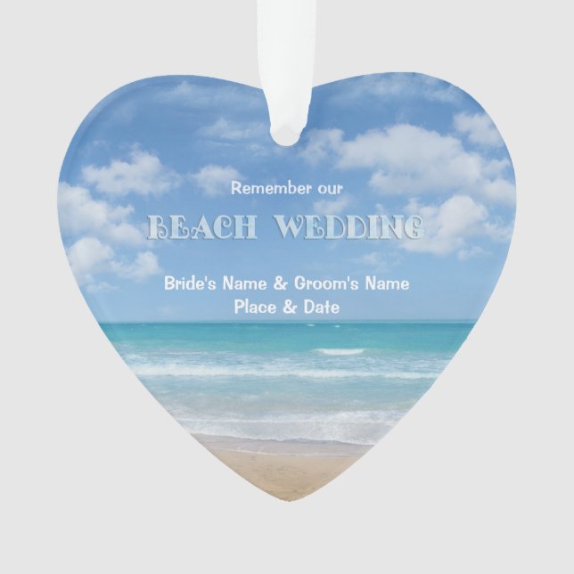 Beach Wedding (customisable) Ornament (Front)