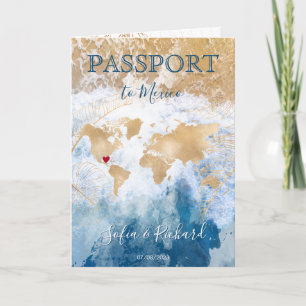 Beach Wedding Destination Passport World Map Invi Invitation