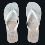 Beach Wedding Destination Personalised Flip Flops<br><div class="desc">Beach sand and surf waves with personalised faux passport stamp for a beach destination wedding.</div>