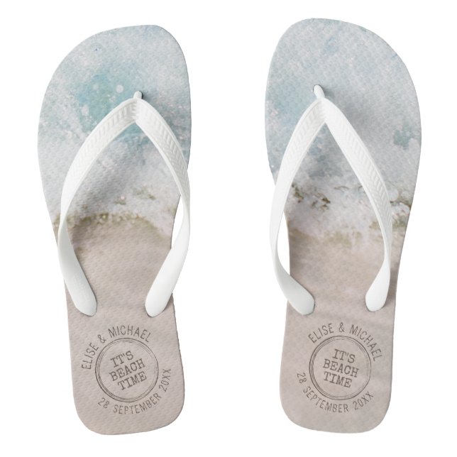 Beach Wedding Destination Personalised Flip Flops (Footbed)