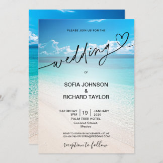 beach wedding destination tropical summer sea invi invitation