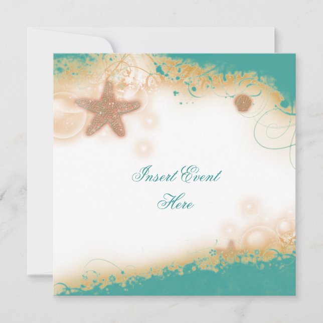 Beach wedding elegant party theme invitation (Front)