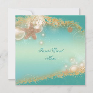 Beach wedding elegant party theme invitation