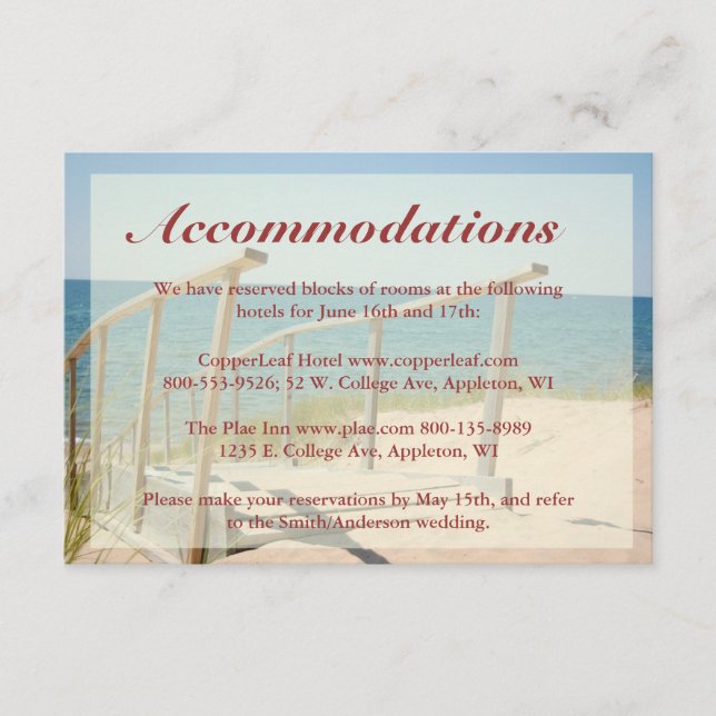Beach Wedding Enclosure Cards - Beach Staircase (Front)