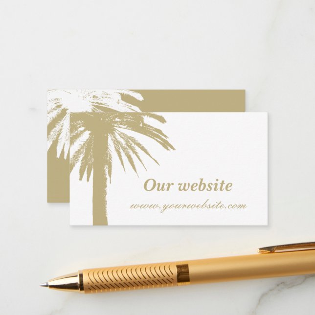 Beach wedding enclosure cards with palm tree print (Front/Back In Situ)