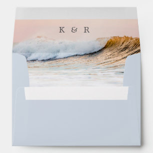 BEACH WEDDING ENVELOPE OCEAN SUNSET STATIONERY