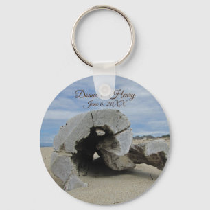 Beach Wedding Favor Pretty Driftwood Photo Ocean Key Ring