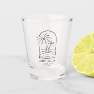 Beach Wedding Favor Tropical Custom Destination  Shot Glass