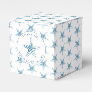 Beach Wedding Favour Boxes Blue Watercolor Starfis