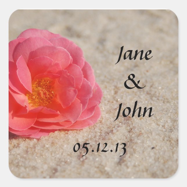 Beach Wedding Favour Stickers - Rocky Beach (Front)