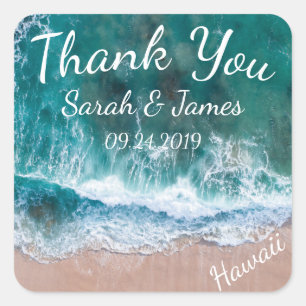 Beach Wedding Favour Thank You Sticker