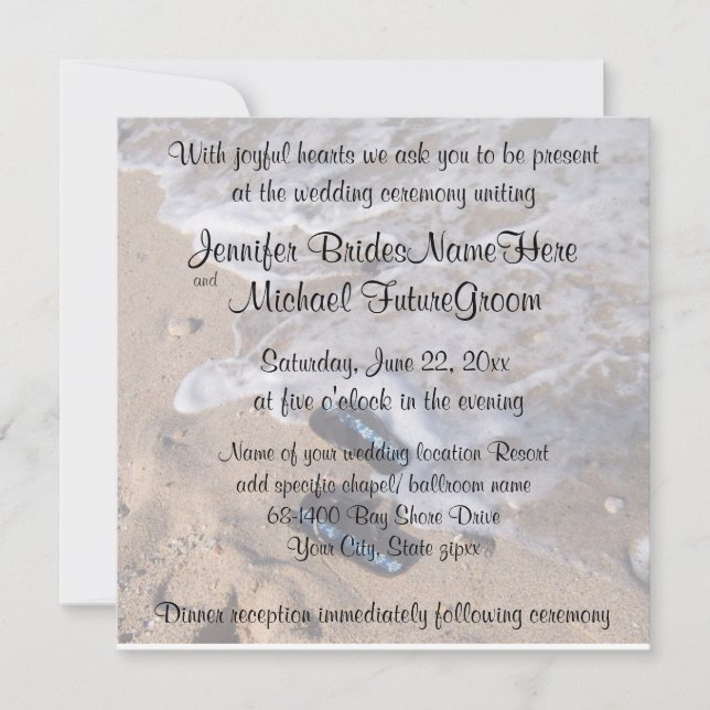 Beach Wedding Flip Flop Sandals Invitation (Front)