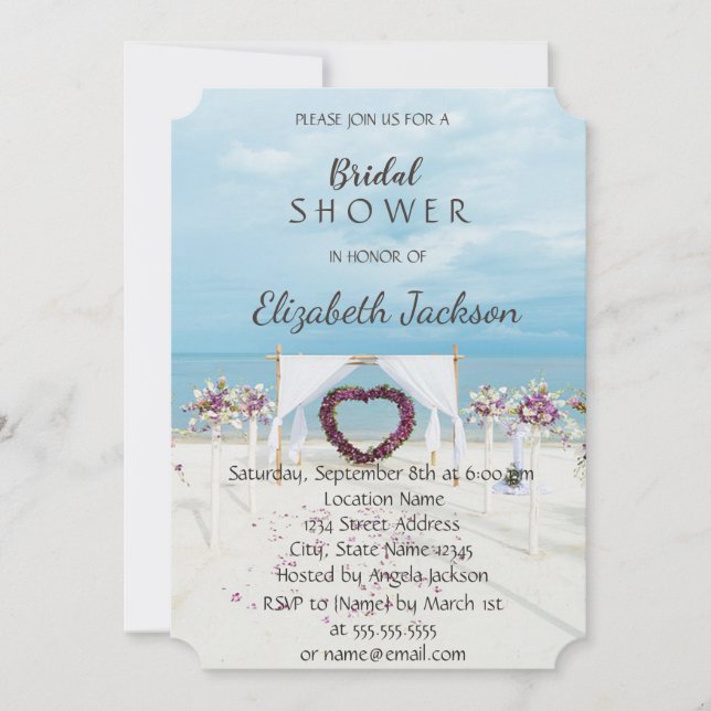 Beach Wedding Floral Arbor  Bridal Shower Invitation (Front)