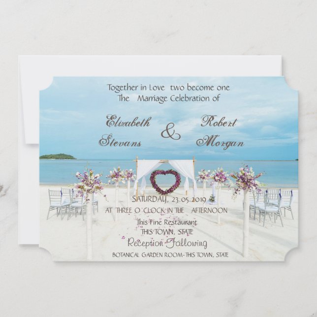 Beach  Wedding Floral Arbor  Invitation (Front)
